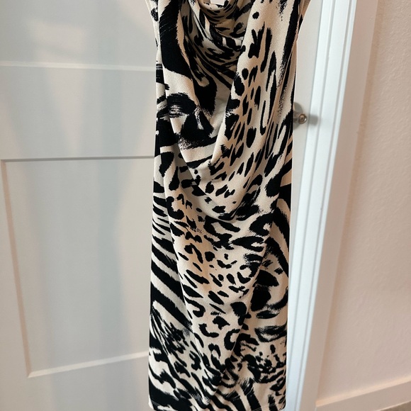 BEBE Leopard Print Multi Way Drape Dress with Open Sexy Back XXS - Picture 7 of 8